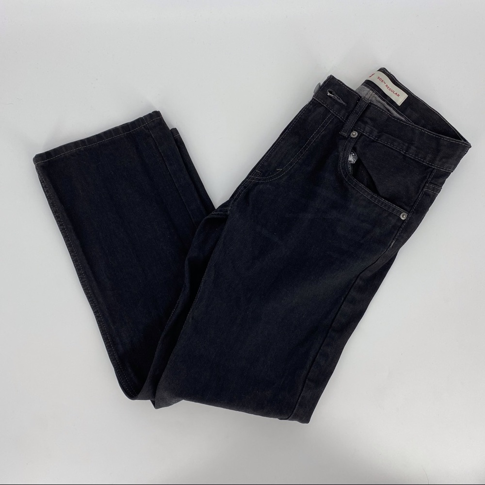 Levi’s Jeans Mens 28 Dark Wash Black 505 Regular Fit Denim Cotton Casual Bottoms
